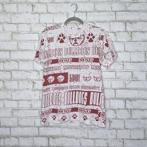 Vtg MSU Bulldogs All Over Single Stitch Tshirt
